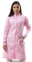 Jaleco Feminino Acinturado Gola Padre Oxford Rosa Capri