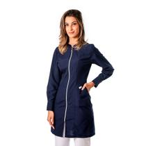 Jaleco Feminino Acinturado Marinho Fechamento com Zíper e Punho de 2 Botões Blanco Raro Jaleco Feminino Acinturado Marinho Fechamento com Zíper e Punho de 2 Botões Blanco Raro