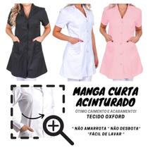 Jaleco Feminino Acinturado Oxford Manga Curta Estética