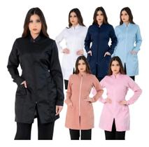 Jaleco Feminino Acinturado Oxford Manga Longa Gol Branco Gg