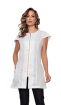 Jaleco Feminino Acinturado Oxford Ziper Branco Lala