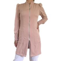 Jaleco Feminino Acinturado Punhos de Lastex Manga Bufante Princesa Manicure/Naildesign/Estetica