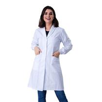 Jaleco Feminino Algodão Branco Manga Longa Básico c/ Punho - Namastê