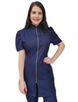 Jaleco Feminino Bali Manga Curta Bufante Gola de Padre com Zíper - Bandar