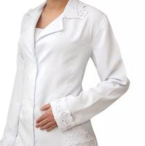 Jaleco Feminino Branco Bordado Tecido Microfibra 812 gabardine Jaleco Feminino Branco Bordado Tecido Microfibra 812 gabardine