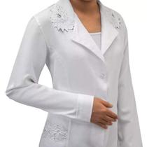 Jaleco Feminino Branco Bordado Tecido Microfibra gabardine Jaleco Feminino Branco Bordado Tecido Microfibra gabardine