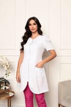 Jaleco Feminino Branco Gabardine Manga Curta Lily
