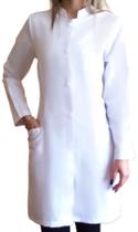 Jaleco Feminino Branco Gola Padre em Gabardine - do Pp Ao Eg - Ref. 120