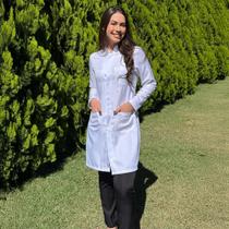 Jaleco feminino gabardine acinturado manga longa Blanco Raro Jaleco feminino gabardine acinturado manga longa Blanco Raro