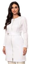 Jaleco Feminino Gabardine c/ Elastano e Zíper forro cetim Branco Charm Jaleco Feminino Gabardine c/ Elastano e Zíper forro cetim Branco Charm