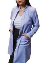 Jaleco feminino gola padre manga longa bordado frente