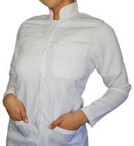 Jaleco feminino gola padre manga longa