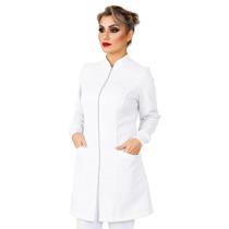 Jaleco Feminino Gola Padre Zíper Oxford Acinturado ! Jaleco Feminino Gola Padre Zíper Oxford Acinturado !