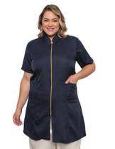 Jaleco Feminino Malta Plus Size Azul Marinho Manga Curta