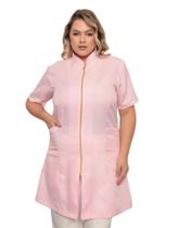 Jaleco Feminino Malta Plus Size Rosa Claro Manga Curta Jaleco Feminino Malta Plus Size Rosa Claro Manga Curta