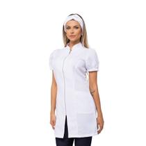 Jaleco Feminino Manga Curta Acinturado Zíper Isi Jaleco Feminino Manga Curta Acinturado Zíper Isi