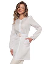 Jaleco Feminino Manga Longa Acinturado Oxford Estela Branco Jaleco Feminino Manga Longa Acinturado Oxford Estela Branco