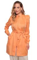 Jaleco Feminino Manga Longa Acinturado Oxford Marcela Coral