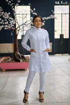 Jaleco Feminino Manga Longa com Punho e Gola de Padre Tam (G-42) - Via Branco