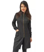 Jaleco Feminino Manga Longa Com Punho Ziper Dourado - Bandar