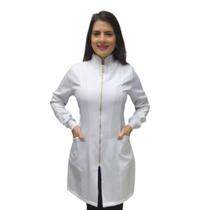 Jaleco Feminino Manga Longa Com Punho Ziper Dourado - Bandar