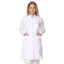 Jaleco Feminino Manga Longa Gabardine Acinturado Gola Padre Jaleco Feminino Manga Longa Gabardine Acinturado Gola Padre