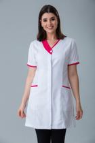 Jaleco Feminino Namastê Manga Curta Gabardine e detalhe colorido Pink