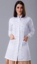 Jaleco Feminino Namastê Manga Longa Gola de Padre e Punho Branco - Ref: 478