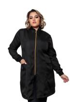 Jaleco Feminino Nice Plus Size Preto Oxford Jaleco Feminino Nice Plus Size Preto Oxford