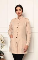 Jaleco Feminino Oxford Acinturado com Punhos Bege Bless Jaleco Feminino Oxford Acinturado com Punhos Bege Bless