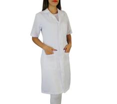 Jaleco Feminino Oxford Branco Manga Curta 3 Bolsos 175g