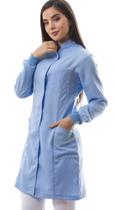 Jaleco Feminino Oxford com punhos Azul Claro Botões Capri