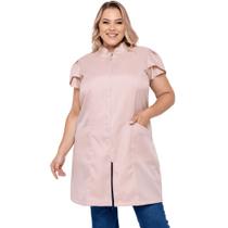 Jaleco Feminino Oxford Zíper Manga Curta Plus Size Lia