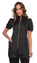 Jaleco Feminino Preto Manga Curta Bufante Zíper Mara Jaleco Feminino Preto Manga Curta Bufante Zíper Mara
