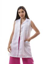 Jaleco Feminino Regata Branco Oxford Botão Normandia