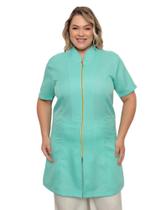 Jaleco Feminino Verde Claro MALTA Oxford Premium Plus Size Zíper