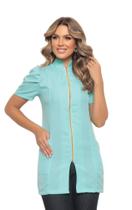 Jaleco Feminino Verde Manga Curta Bufante Zíper Mara