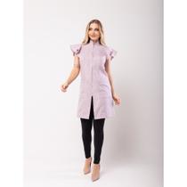 Jaleco Feminino Zíper Acinturado Manga Curta Em Oxford Mag