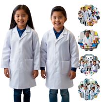 Jaleco Infantil Branco com Bolsos Unissex e Escolar Tamanho 6