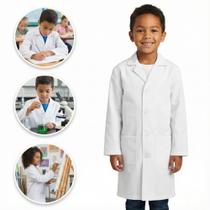 Jaleco Infantil Branco com Manga Longa Uniforme Escolar Tamanho 2