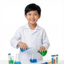 Jaleco Infantil Branco para Aula de Ciências Manga Longa Tamanho 10