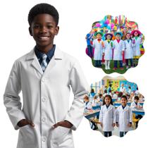 Jaleco Infantil Branco Unissex com Bolsos para Atividades Escolares Tamanho 10