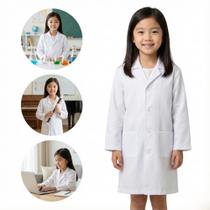 Jaleco Infantil com Manga Longa Unissex para Escola e Laboratório Tamanho 08