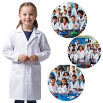 Jaleco Infantil Escolar Branco com Manga Longa e Bolsos Tamanho 8 Jaleco Infantil Escolar Branco com Manga Longa e Bolsos Tamanho 8