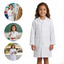 Jaleco Infantil Unissex para Aula de Laboratório com Bolsos Tamanho 10