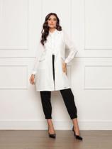 Jaleco Josi Feminino Sem Manga Gola Blazer Em Alfaiataria Off White