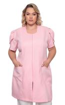 Jaleco Manga Curta Bufante Zíper Aurora Plus Size Rosa Jaleco Manga Curta Bufante Zíper Aurora Plus Size Rosa