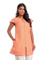 Jaleco Manga Curta com Zíper Coral Oxford Lala Jaleco Manga Curta com Zíper Coral Oxford Lala