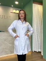 Jaleco Manga Longa acinturado Feminino Gabardine