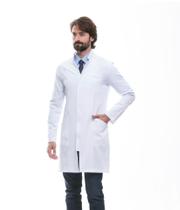 Jaleco Masculino Branco Gabardine Elastano Zíper Baltic - Gardenia Jalecos